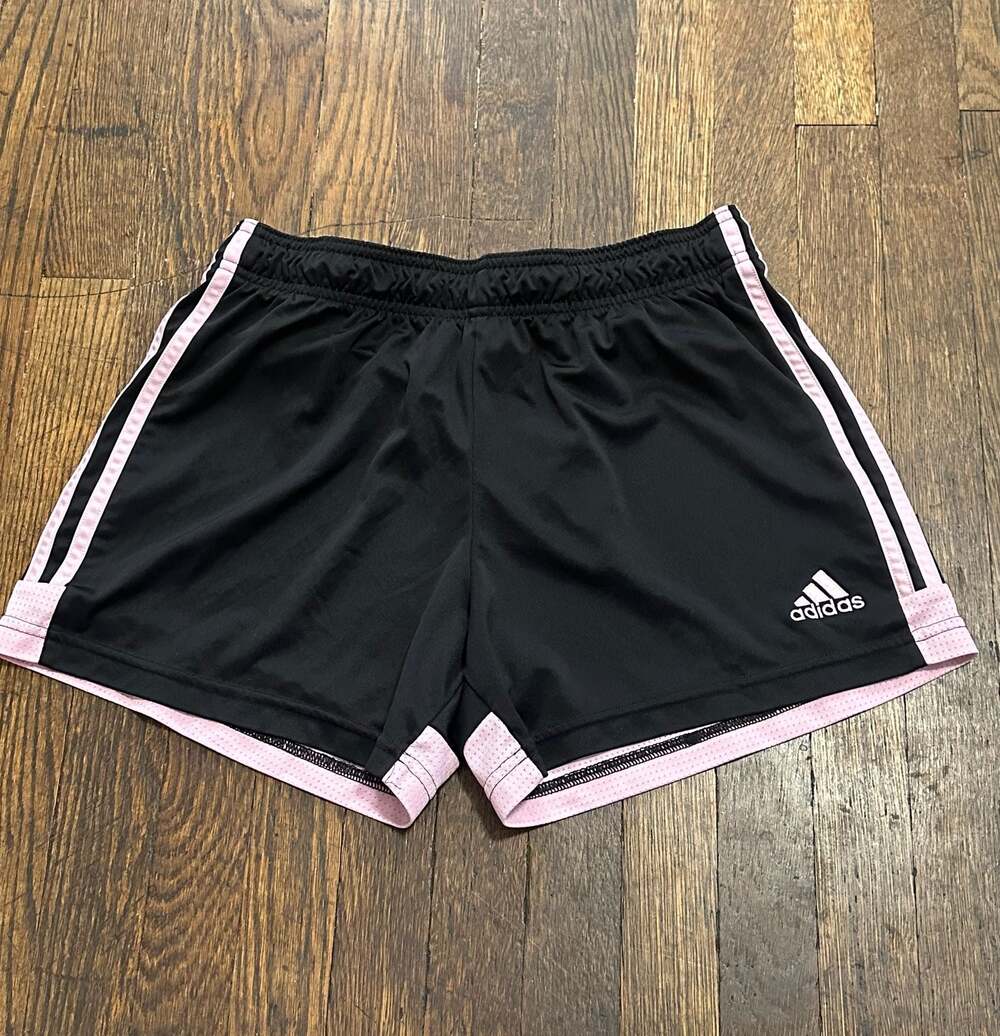 Adidas Black and Pink 3-Stripe Athletic Shorts Size M Gym Casual Workout